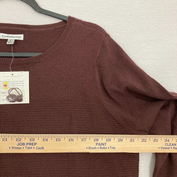 New Croft & Barrow Brown Chestnut Crew Neck Tight Knit Pullover Sweater Large - Picture 7 of 9